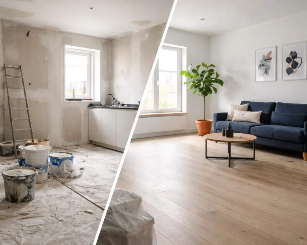 Travaux de plâtrerie et peinture à Bordeaux avant et après rénovation